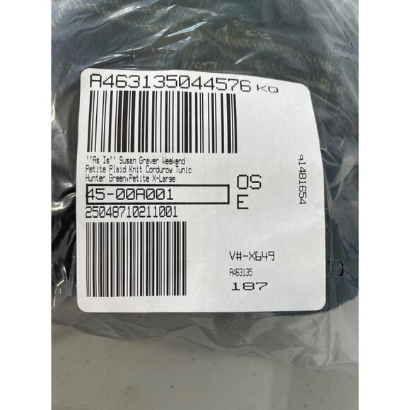 Susan Graver Weekend Petite Plaid Knit Corduroy Tunic Shirt Size XL Hunter Green - Picture 2 of 8